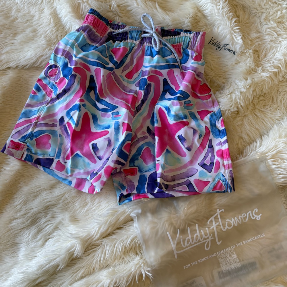NWT - The Waikiki - Kiddie Flowers -  Starfish Swim Trunks NEW